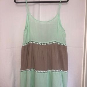 Teal/Tan Paneled Sundress